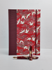 NEW B5 192-page Hardcover Journal finished in Maroon Japanese book cloth and white Cranes on red Chiyogami paper