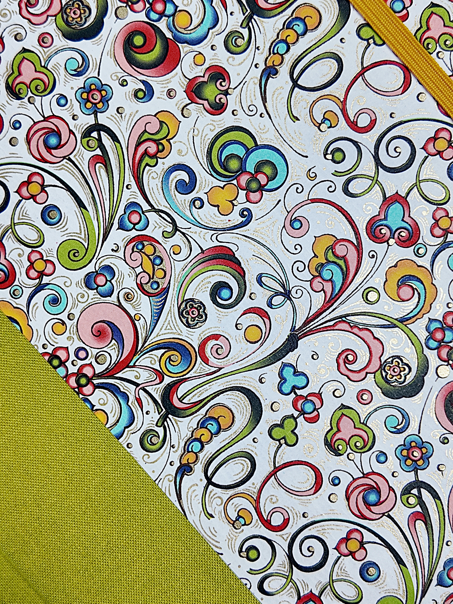 NEW A5 160-page Hardcover Journal finished in Lemongrass Verona book cloth and an Italian Florentine Print