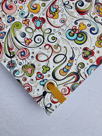 NEW A5 160-page Hardcover Journal finished in Lemongrass Verona book cloth and an Italian Florentine Print