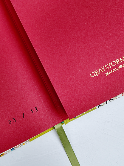 NEW A5 160-page Hardcover Journal finished in Lemongrass Verona book cloth and an Italian Florentine Print