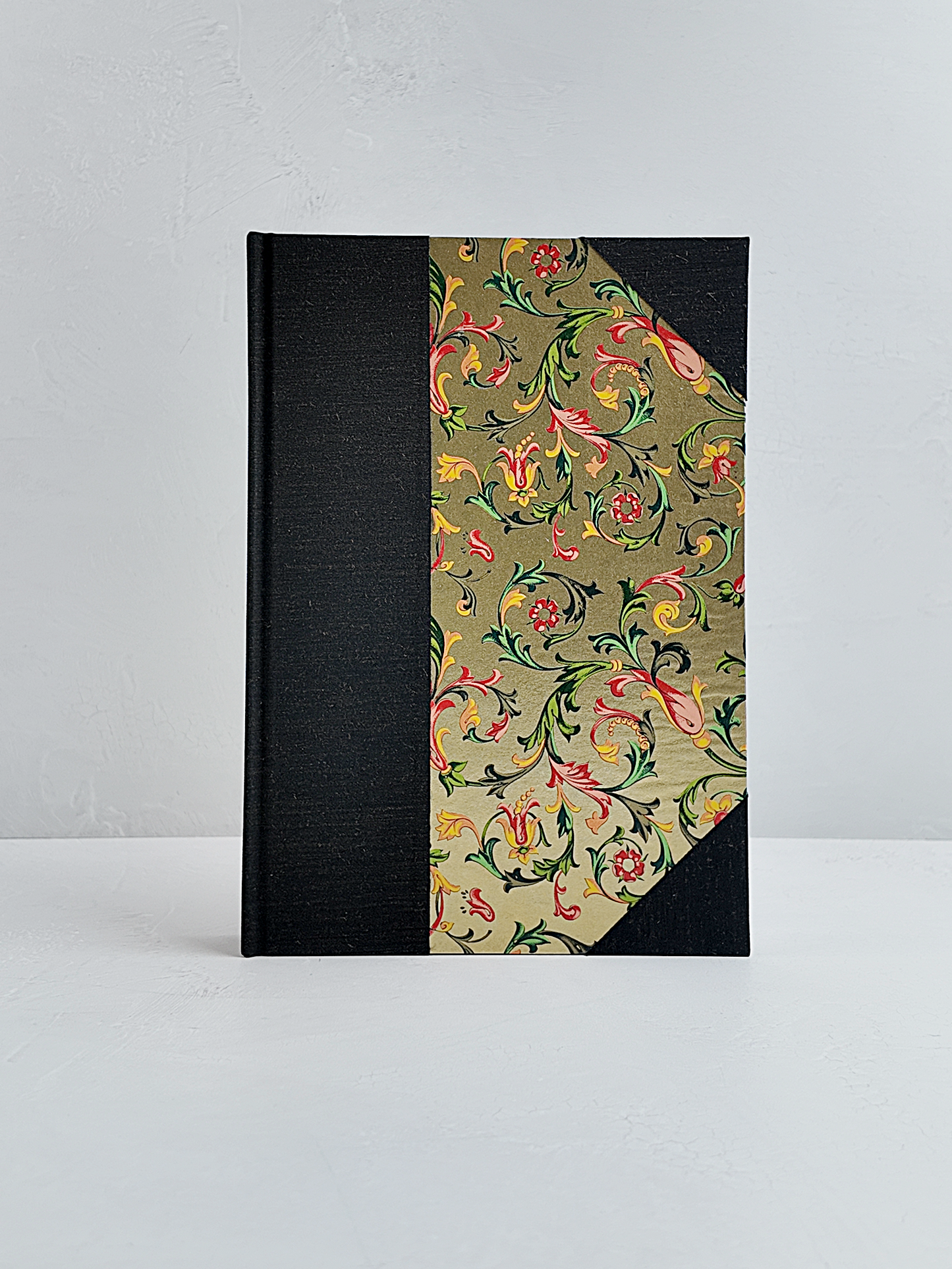 NEW B5 192-page Hardcover Journal finished in Black Mohair Japanese book cloth and gold Italian Florentine print
