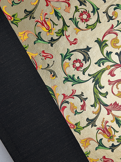 NEW B5 192-page Hardcover Journal finished in Black Mohair Japanese book cloth and gold Italian Florentine print