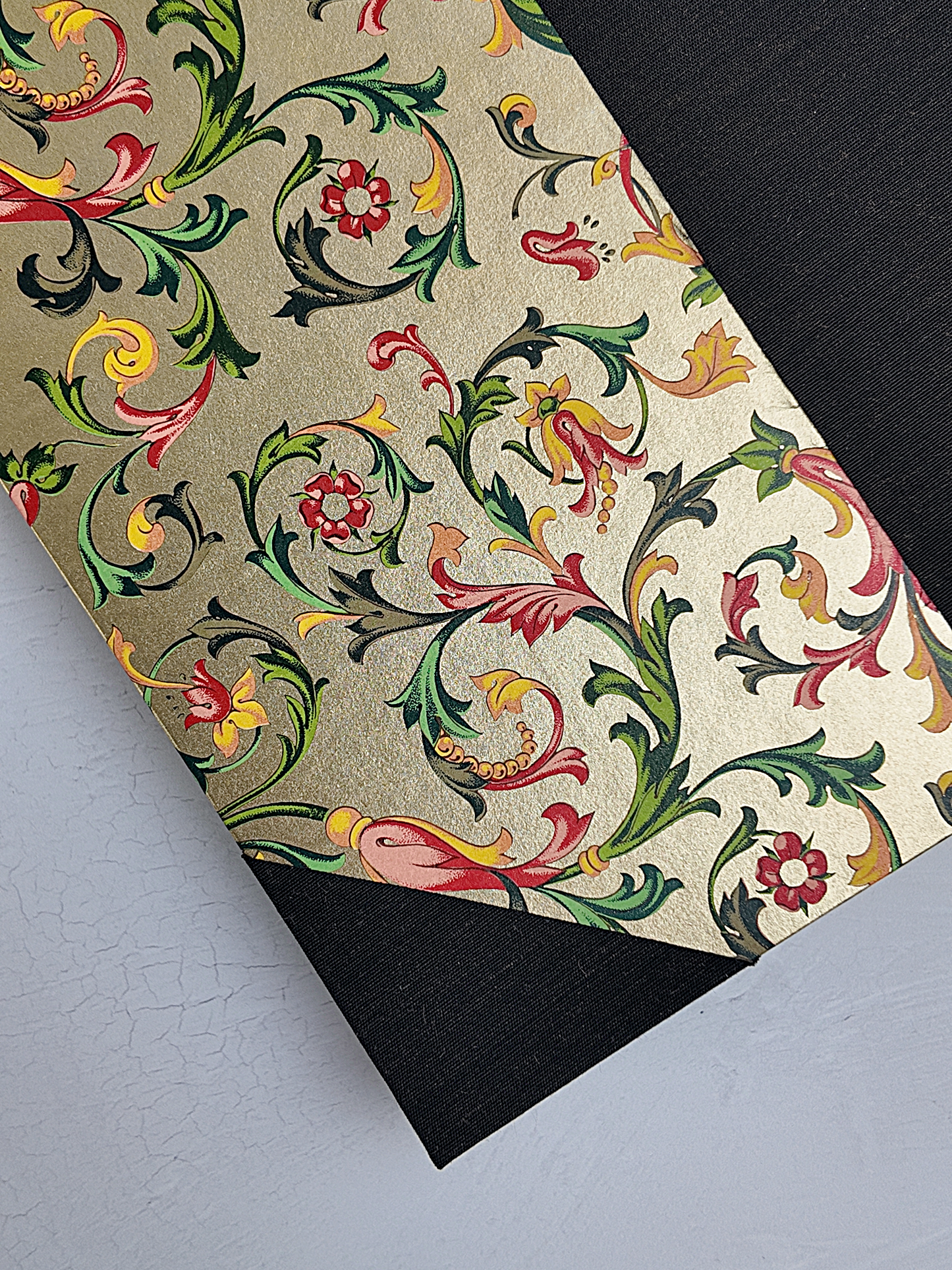 NEW B5 192-page Hardcover Journal finished in Black Mohair Japanese book cloth and gold Italian Florentine print