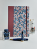 NEW B5 192-page Hardcover Journal finished in Rust Blue Japanese book cloth and white Lilies on blue Chiyogami Paper
