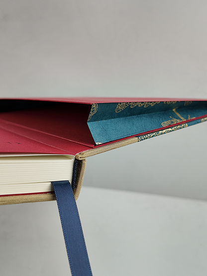 NEW B5 192-page Hardcover Journal finished in Soft Gold Japanese book cloth and blue Nepalese Lokta Paper