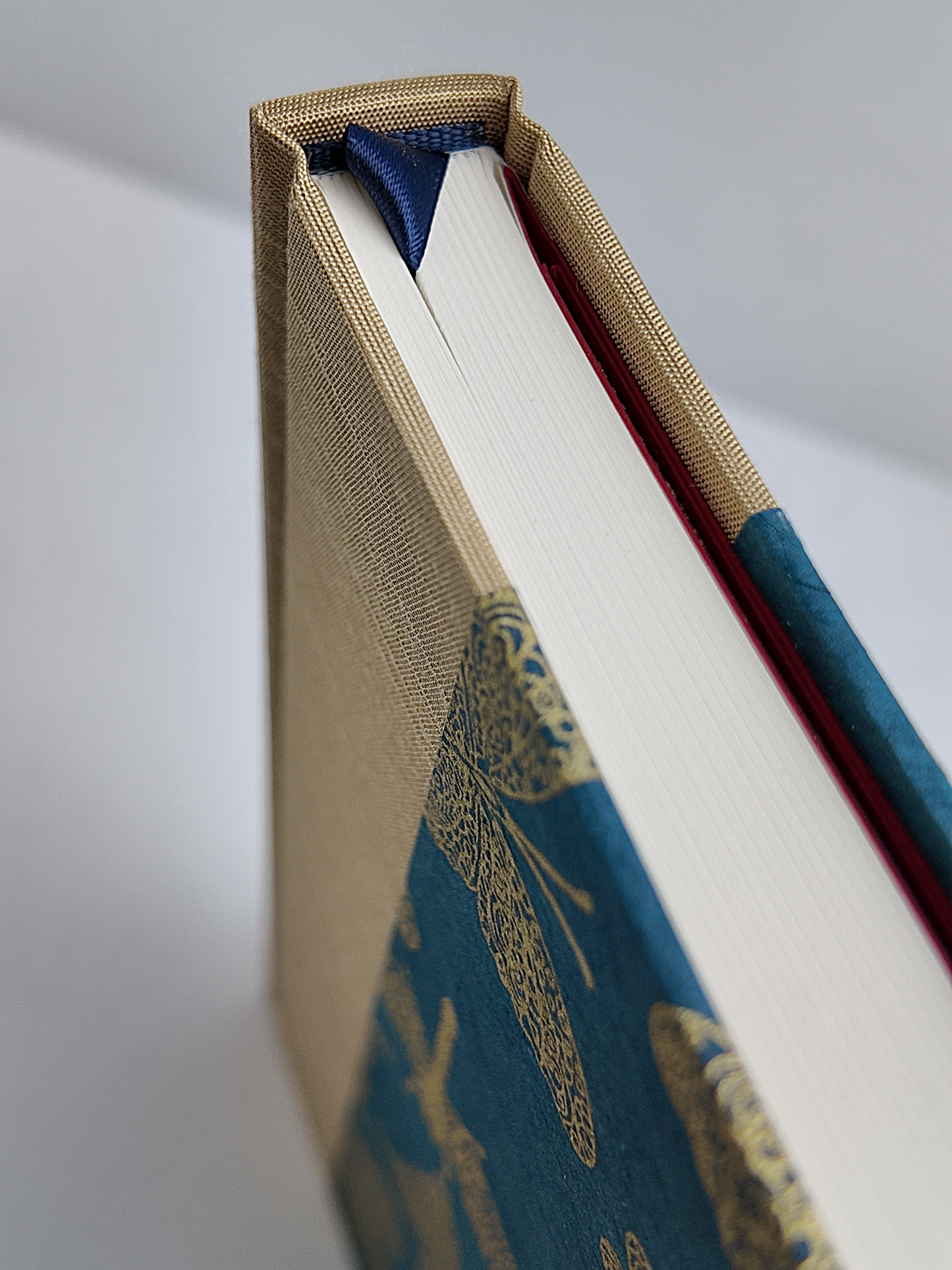 NEW B5 192-page Hardcover Journal finished in Soft Gold Japanese book cloth and blue Nepalese Lokta Paper