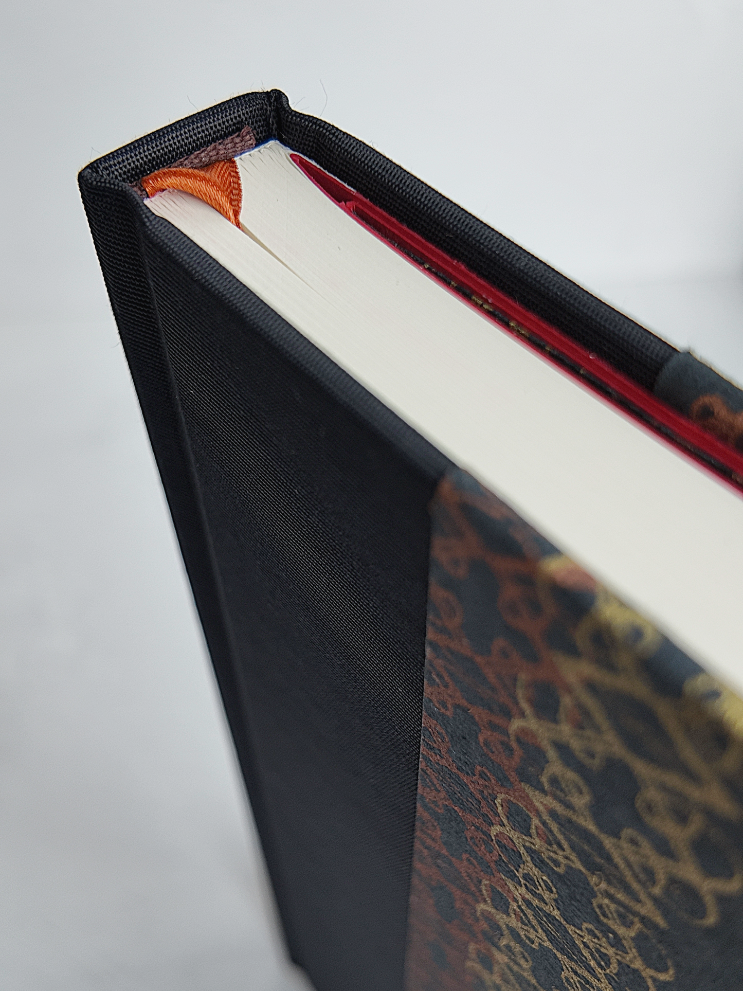 NEW B5 192-page Hardcover Journal finished in Black Japanese book cloth and Vintage Katazome-shi Paper in Gold and Bronze