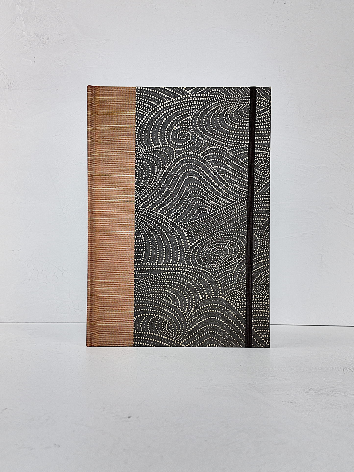 NEW B5 192-page Hardcover Journal finished in Bronze Japanese book cloth and Gold on Brown Chiyogami Paper