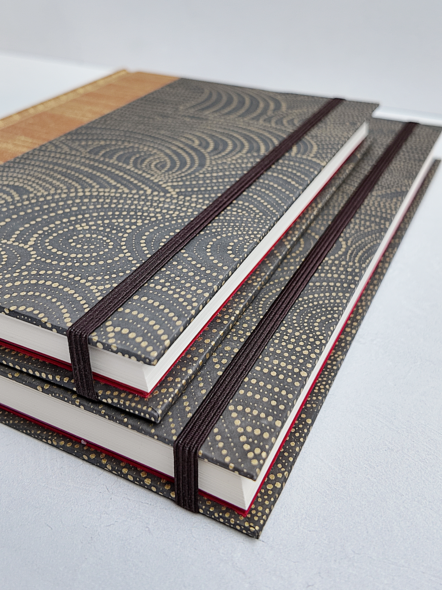 NEW B5 192-page Hardcover Journal finished in Bronze Japanese book cloth and Gold on Brown Chiyogami Paper