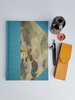 NEW B5 192-page Hardcover Journal finished in Marine Blue Japanese book cloth and hand marbled Thai Momi Paper