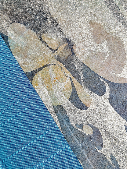 NEW B5 192-page Hardcover Journal finished in Marine Blue Japanese book cloth and hand marbled Thai Momi Paper