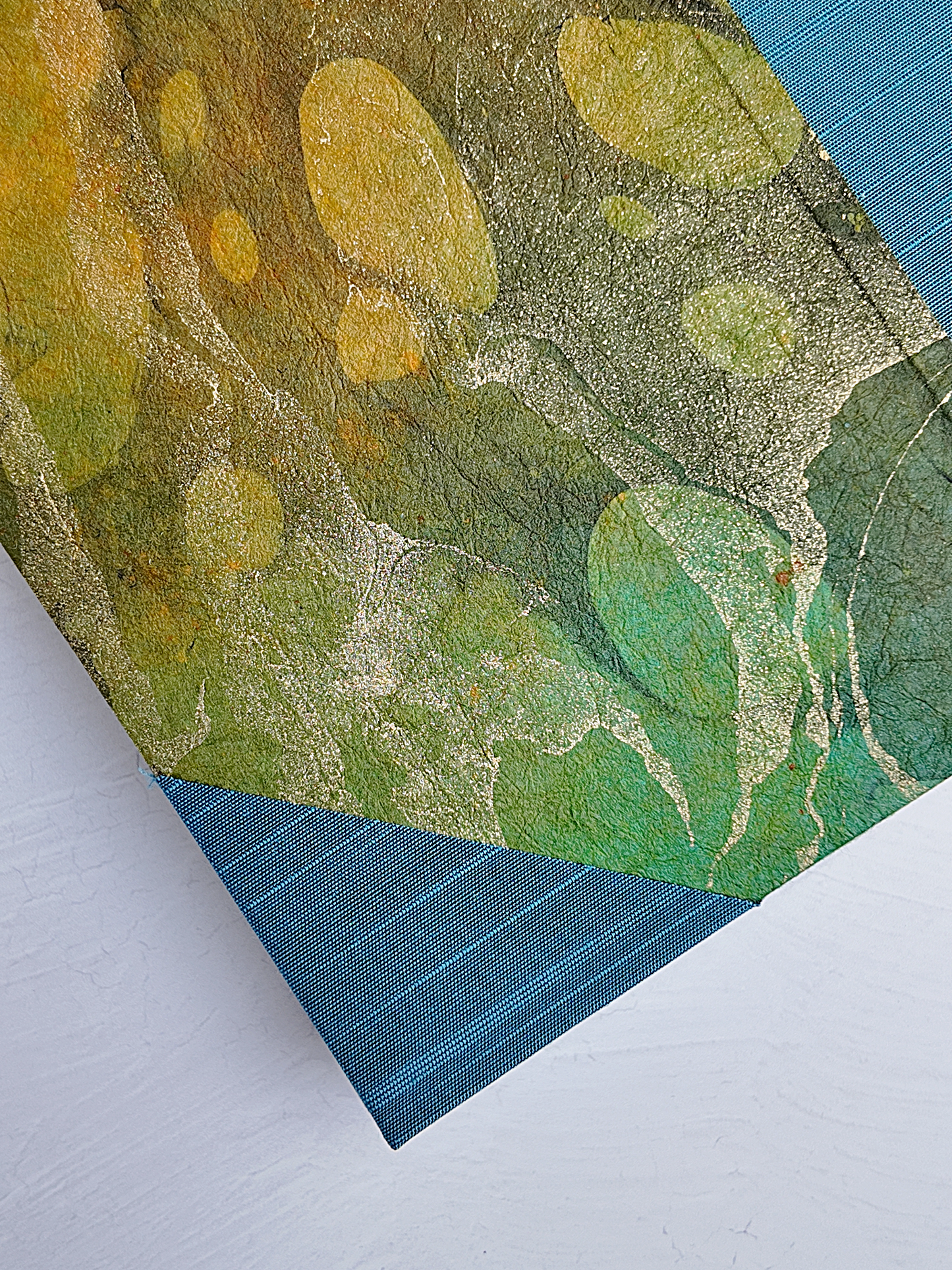 NEW B5 192-page Hardcover Journal finished in Marine Blue Japanese book cloth and hand marbled Thai Momi Paper