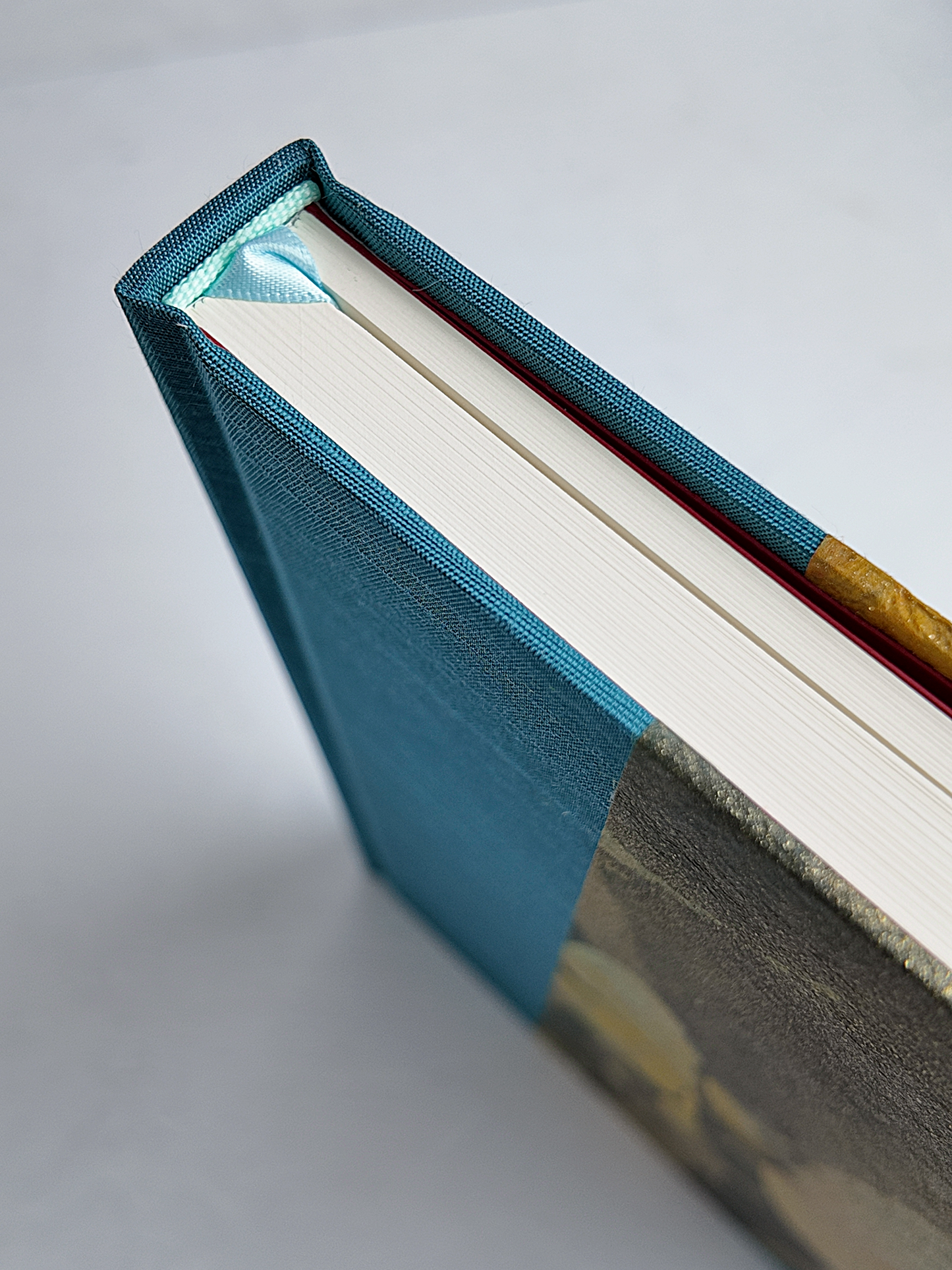 NEW A5 160-page Hardcover Journal finished in Marine Blue Japanese book cloth and hand marbled Thai Momi Paper