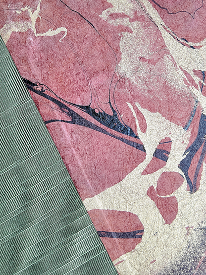 NEW B5 192-page Hardcover Journal finished in Olive Green Japanese book cloth and hand marbled Thai Momi Paper