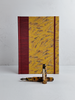 NEW B5 192-page Hardcover Journal finished in Blood Red Japanese book cloth and Golden Cornfields Chiyogami Paper