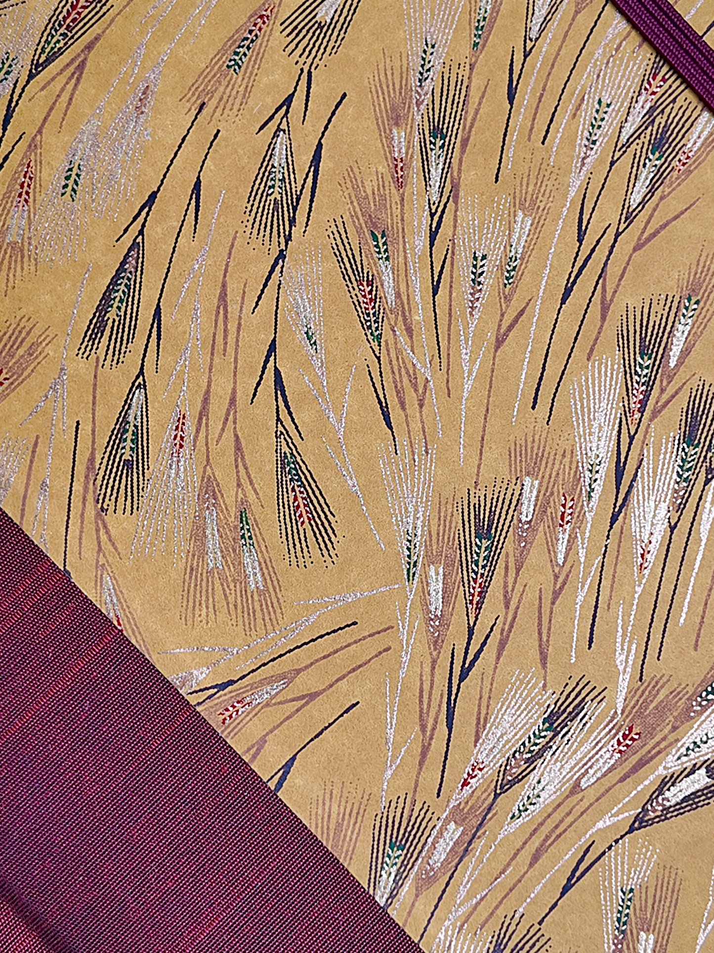 NEW B5 192-page Hardcover Journal finished in Blood Red Japanese book cloth and Golden Cornfields Chiyogami Paper