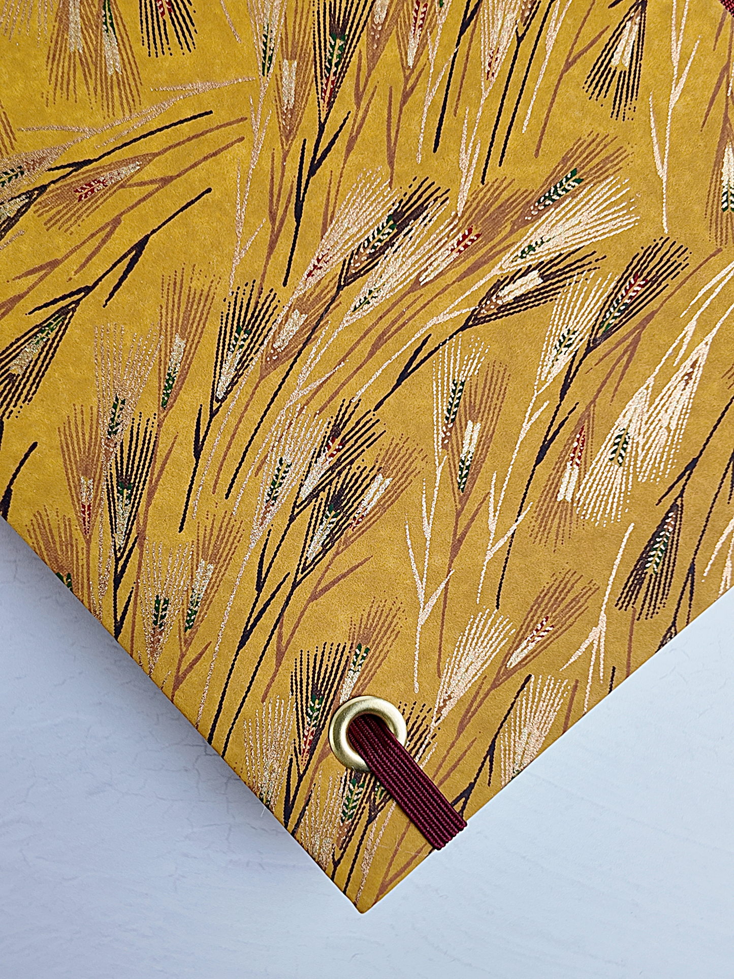 NEW B5 192-page Hardcover Journal finished in Blood Red Japanese book cloth and Golden Cornfields Chiyogami Paper