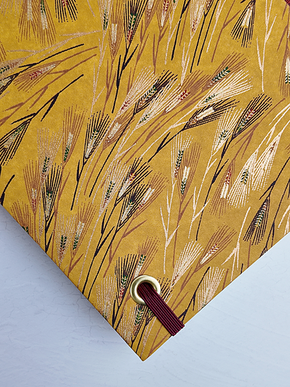 NEW B5 192-page Hardcover Journal finished in Blood Red Japanese book cloth and Golden Cornfields Chiyogami Paper