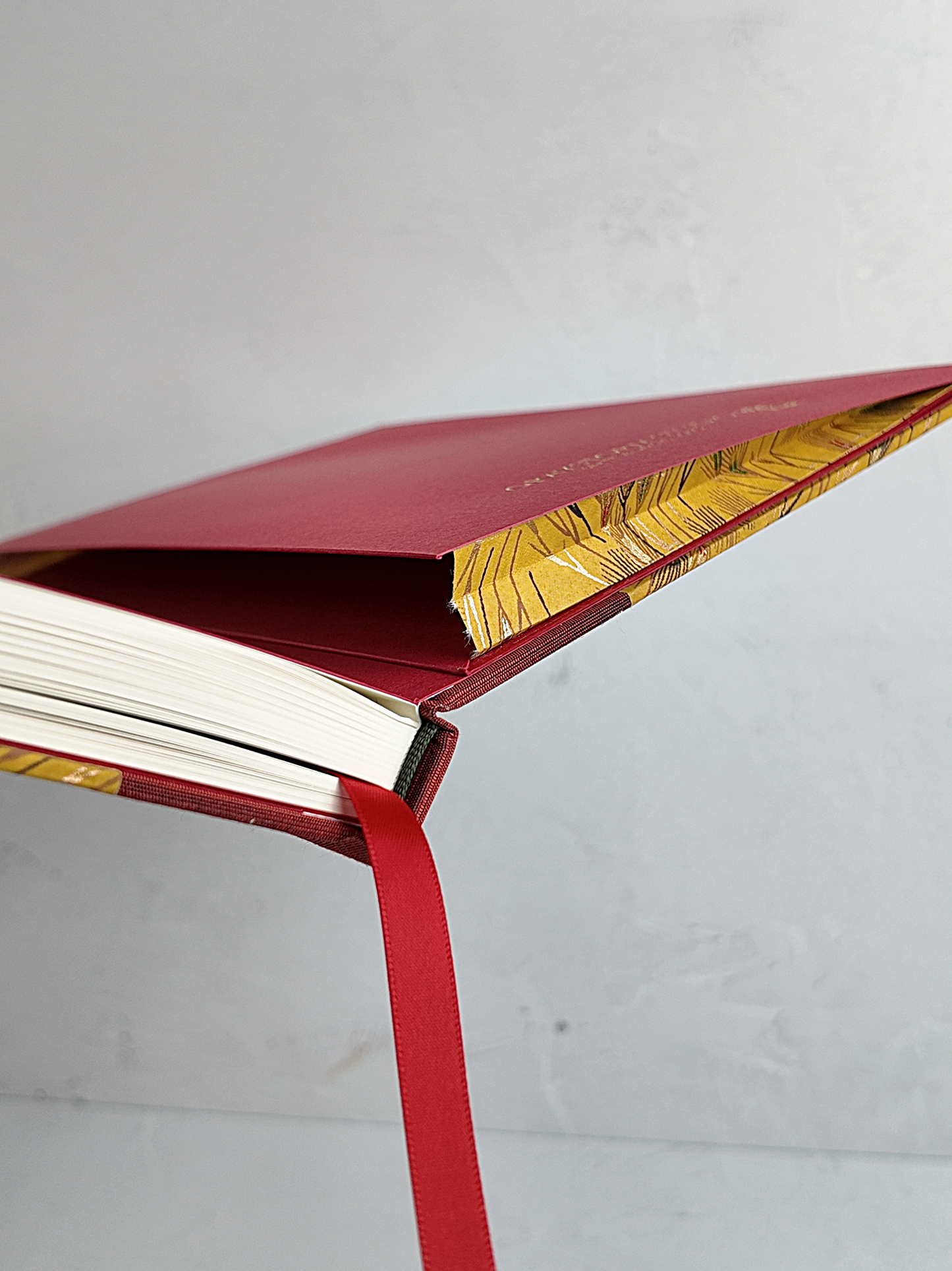 NEW B5 192-page Hardcover Journal finished in Blood Red Japanese book cloth and Golden Cornfields Chiyogami Paper