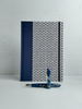 NEW B5 192-page Hardcover Journal finished in Cadet Blue Japanese book cloth and a scallop Chiyogami Paper