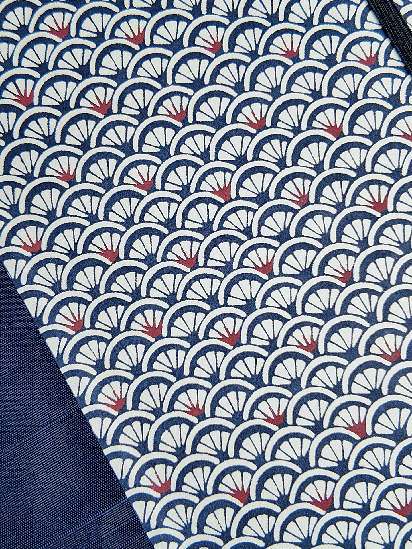 NEW B5 192-page Hardcover Journal finished in Cadet Blue Japanese book cloth and a scallop Chiyogami Paper
