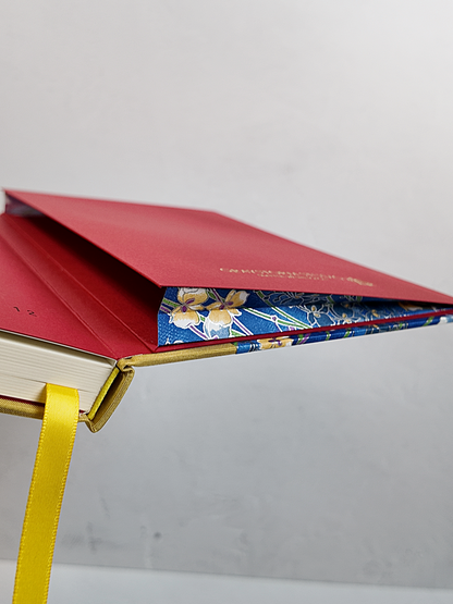 NEW B5 192-page Hardcover Journal finished in Yellow Gold and Vintage Chiyogami Floral Paper