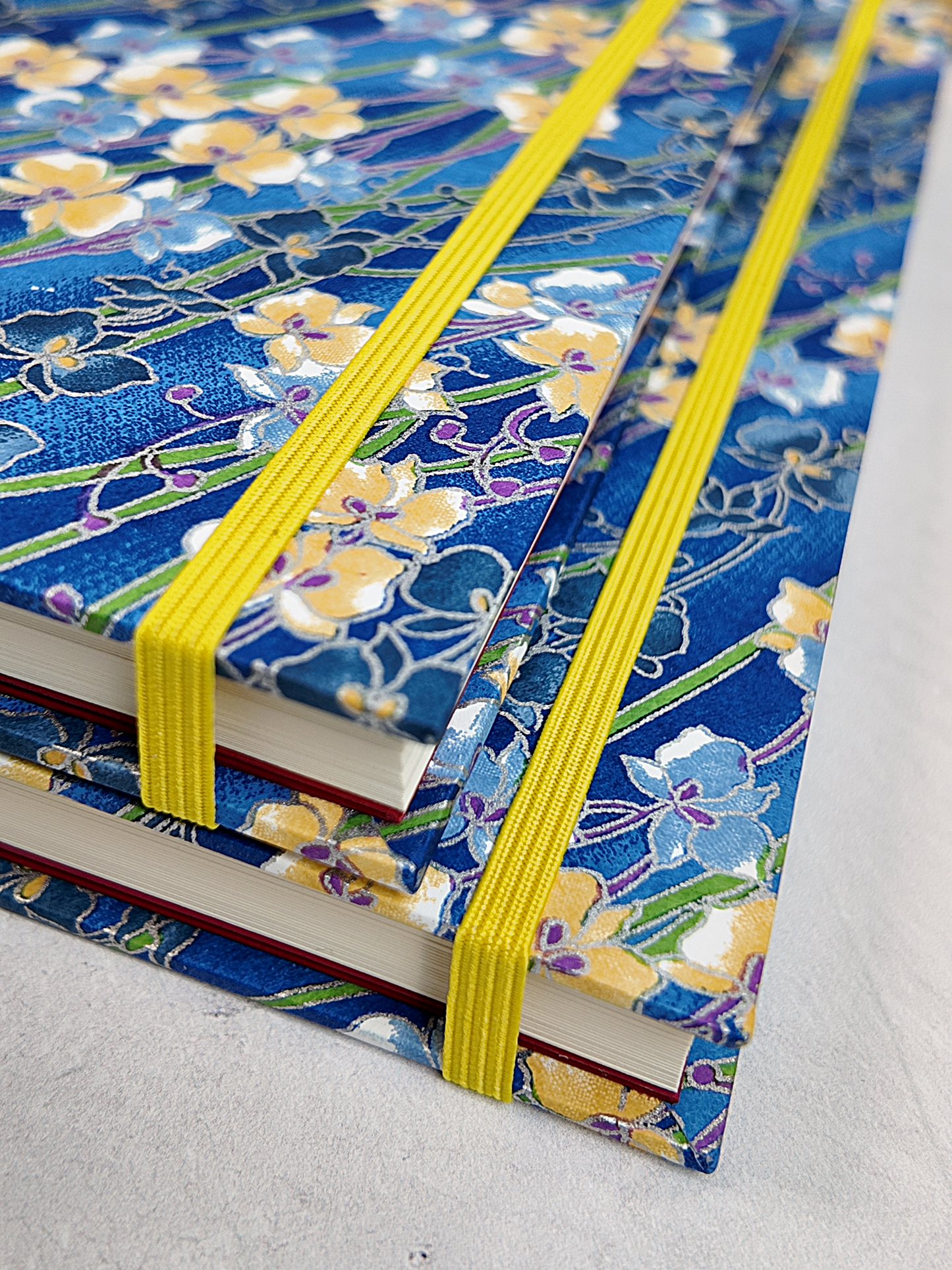 NEW B5 192-page Hardcover Journal finished in Yellow Gold and Vintage Chiyogami Floral Paper