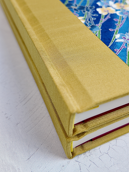 NEW B5 192-page Hardcover Journal finished in Yellow Gold and Vintage Chiyogami Floral Paper