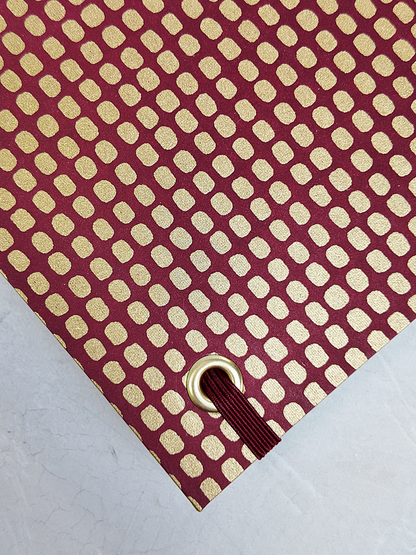 PRE-ORDER NEW B5 192-page Hardcover Journal finished in Maroon Japanese Book Cloth and Gold Dots in Maroon Chiyogami Paper