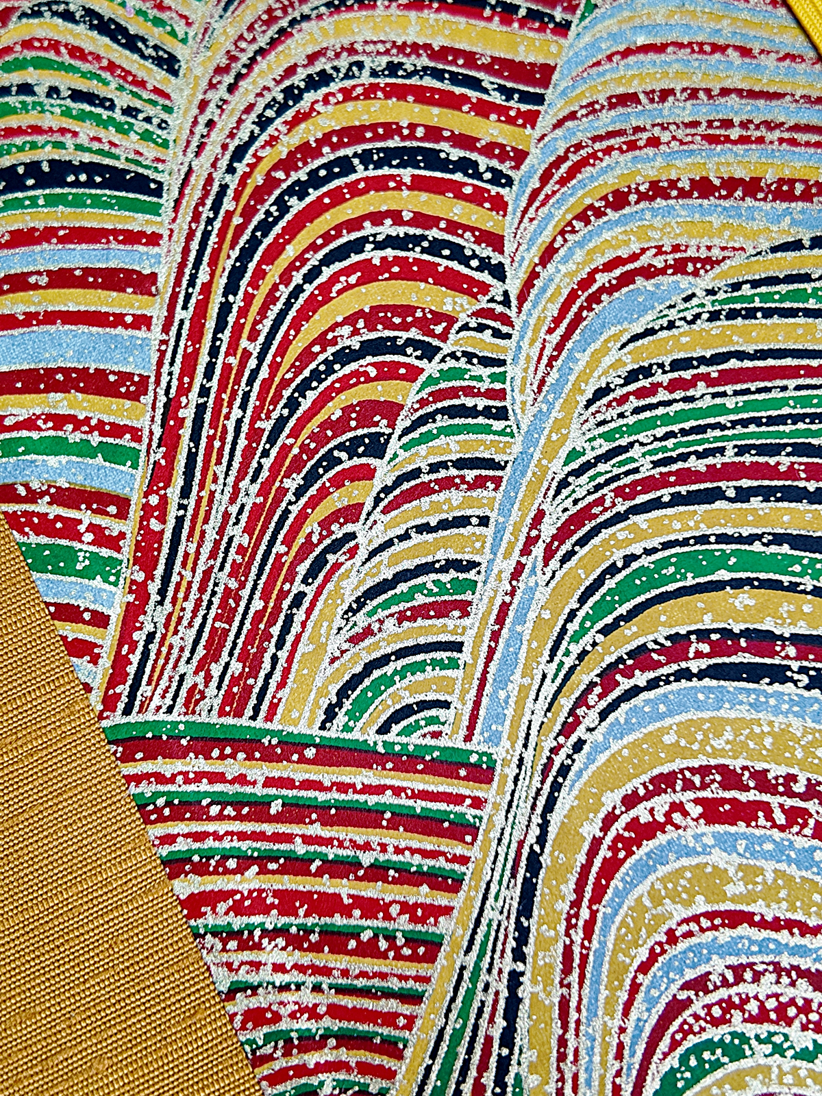 PRE-ORDER NEW B5 192-page Hardcover Journal finished in Ochre Japanese book cloth and Rolling Hills Chiyogami Paper