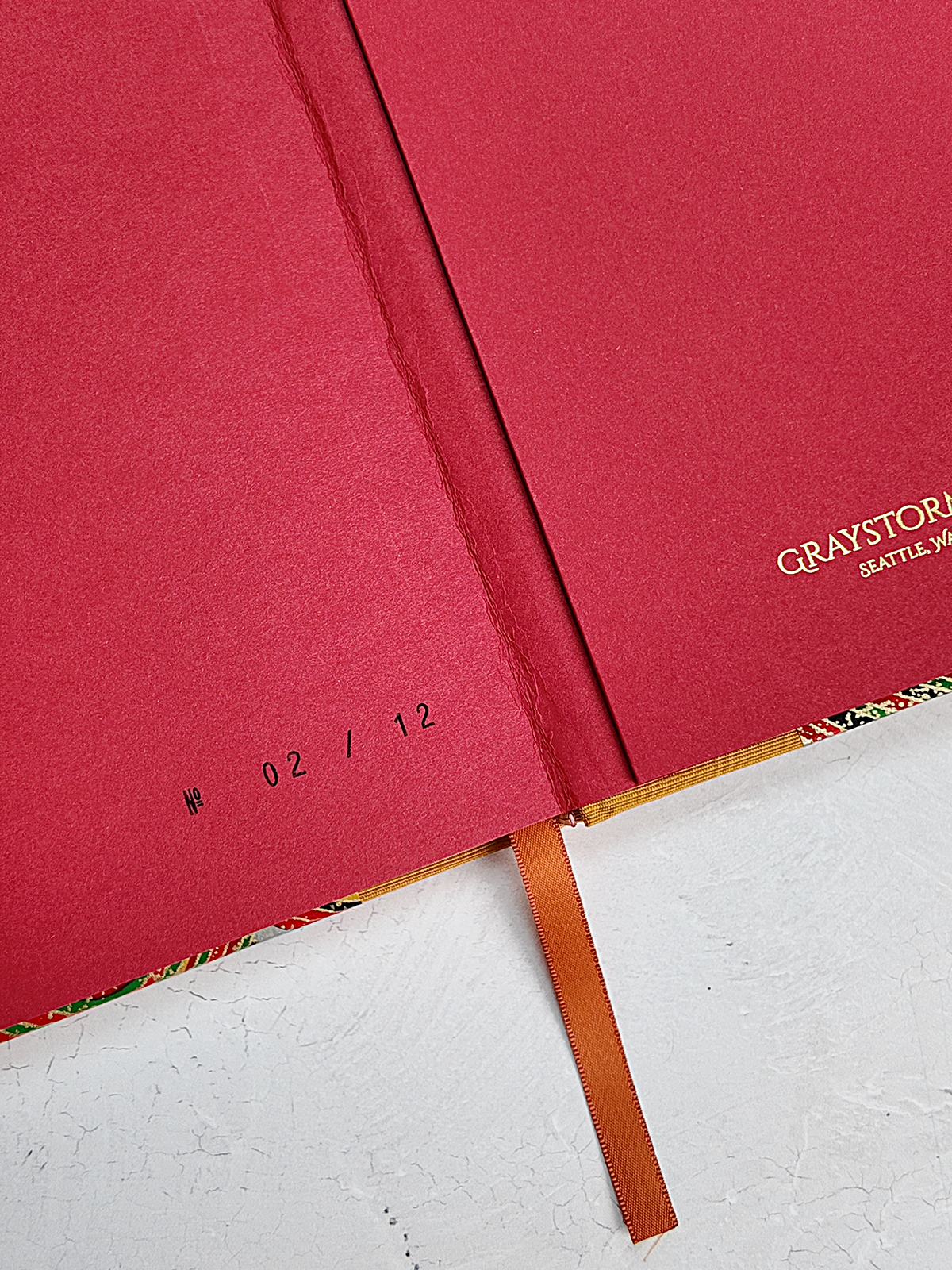 PRE-ORDER NEW B5 192-page Hardcover Journal finished in Ochre Japanese book cloth and Rolling Hills Chiyogami Paper