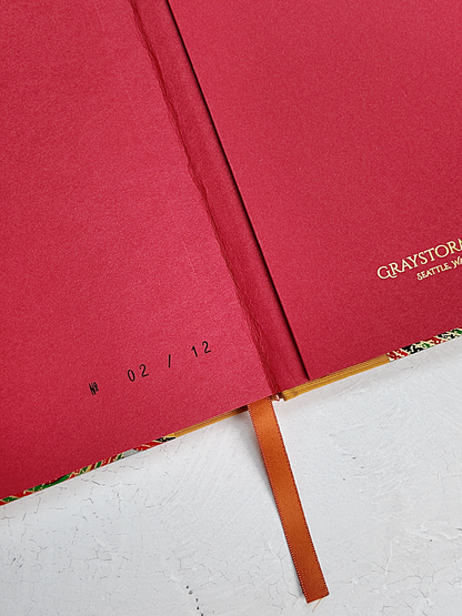 PRE-ORDER NEW B5 192-page Hardcover Journal finished in Ochre Japanese book cloth and Rolling Hills Chiyogami Paper