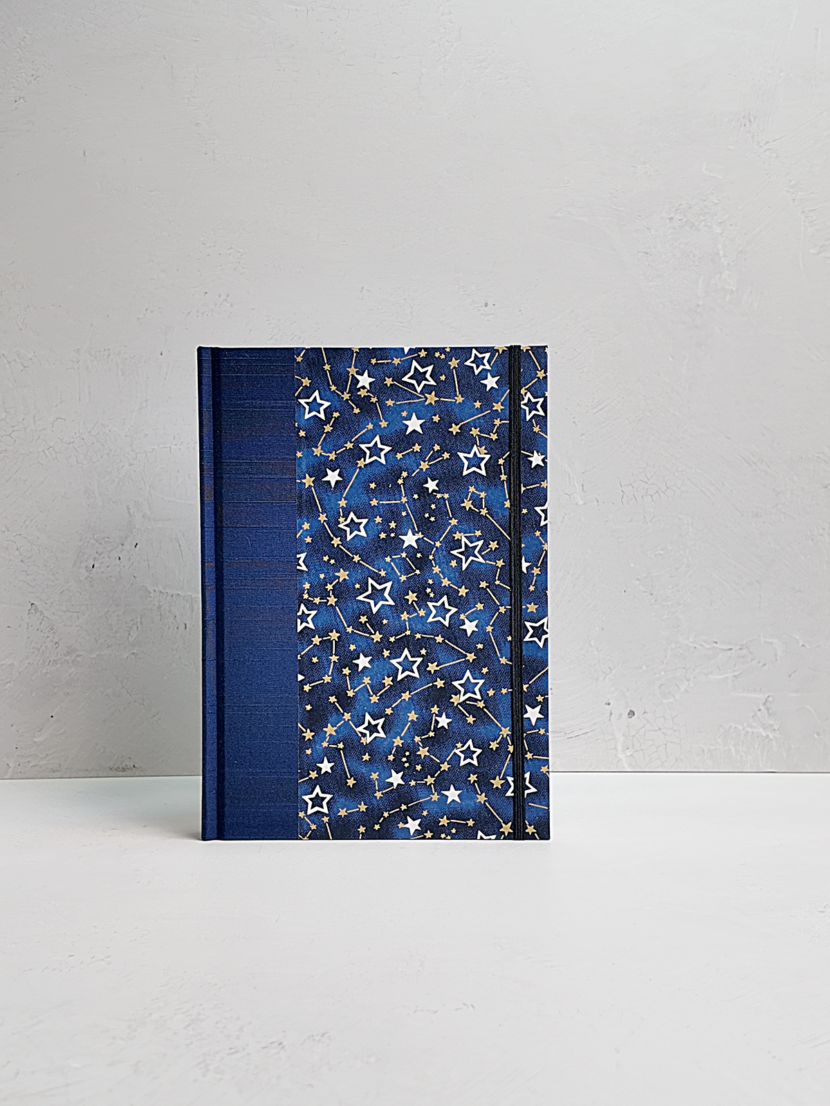 PRE-ORDER NEW B5 192-page Hardcover Journal finished in Cadet Blue Japanese Book Cloth and Galaxy Chiyogami Paper
