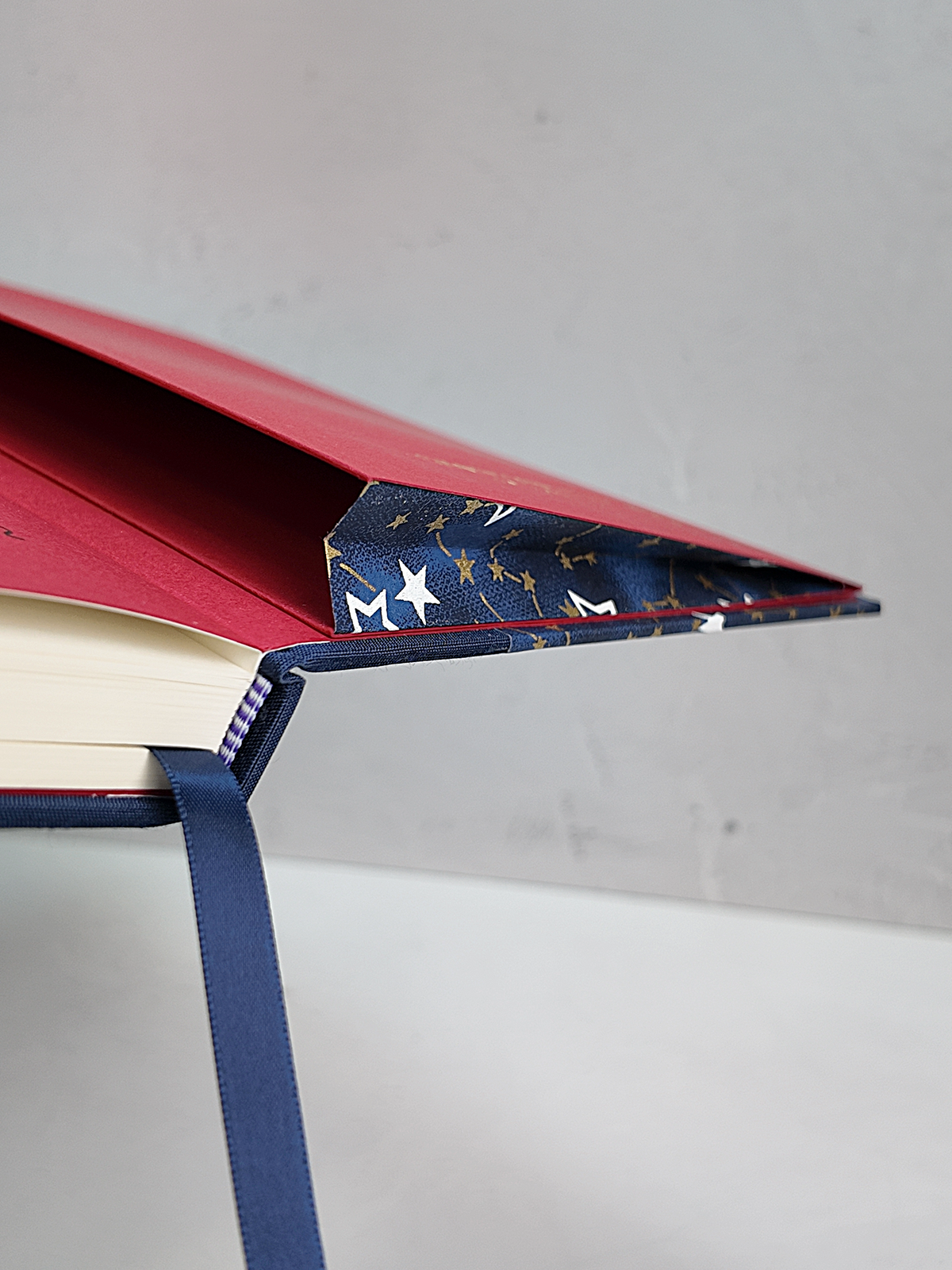 PRE-ORDER NEW B5 192-page Hardcover Journal finished in Cadet Blue Japanese Book Cloth and Galaxy Chiyogami Paper