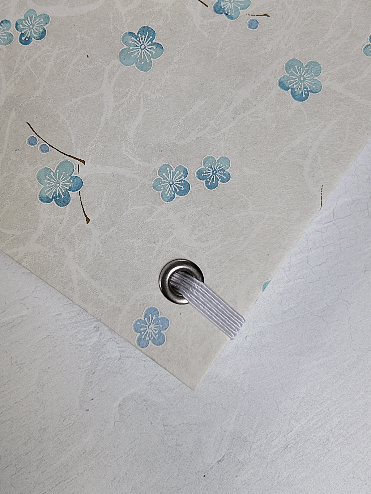 NEW B5 192-page Hardcover Journal finished in Marine Blue Japanese book cloth and Blue Cherry Blossoms on white Chiyogami Paper
