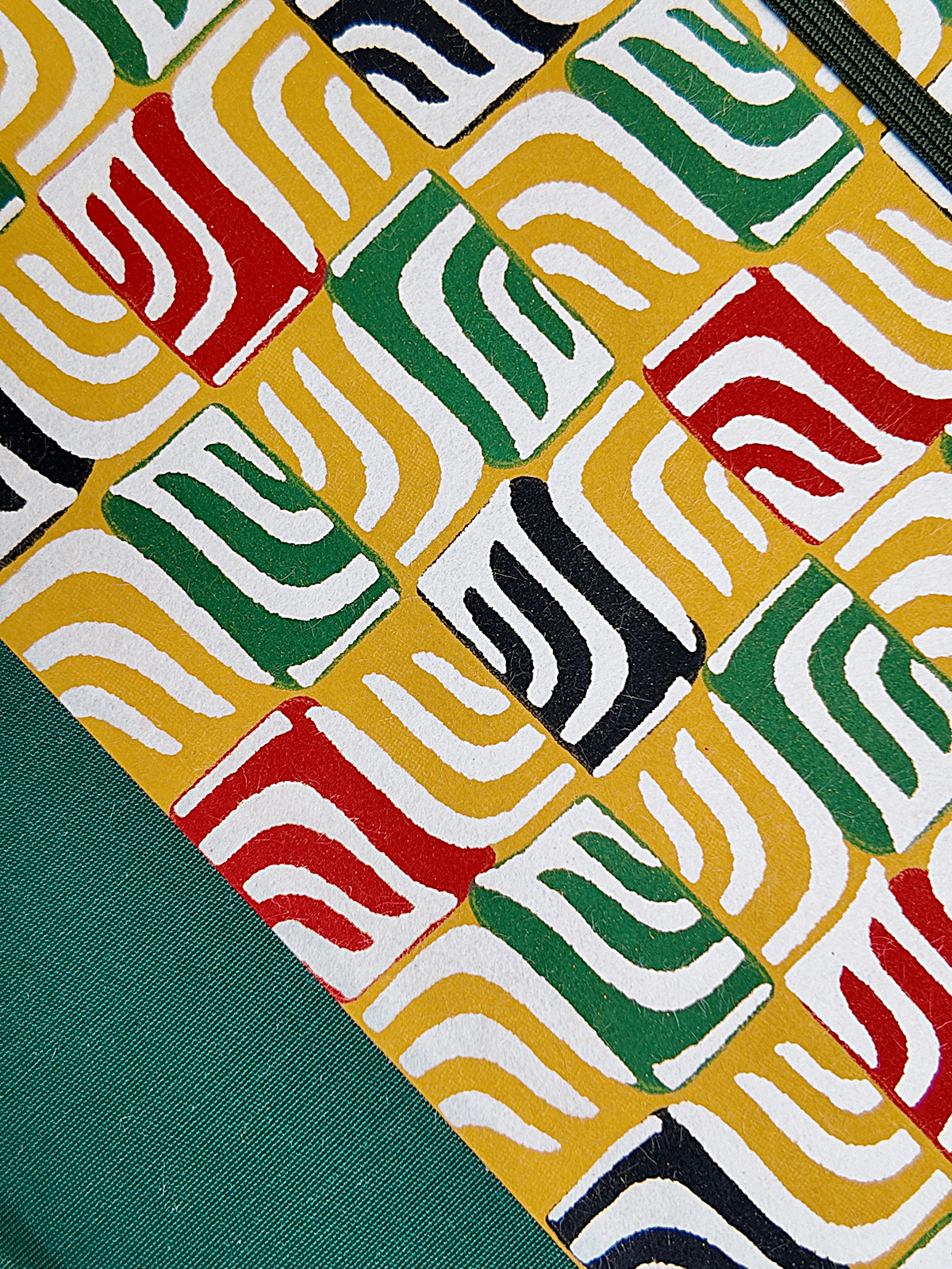 NEW B5 192-page Hardcover Journal finished in Green Mohair Japanese book cloth and abstract Katazome Paper