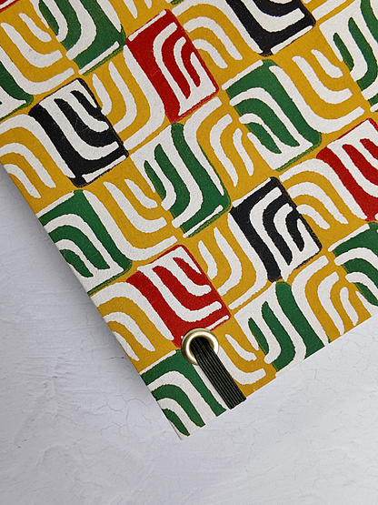 NEW B5 192-page Hardcover Journal finished in Green Mohair Japanese book cloth and abstract Katazome Paper
