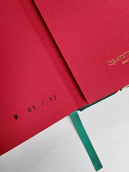 NEW A5 160-page Hardcover Journal finished in Green Mohair Japanese book cloth and abstract Katazome Paper