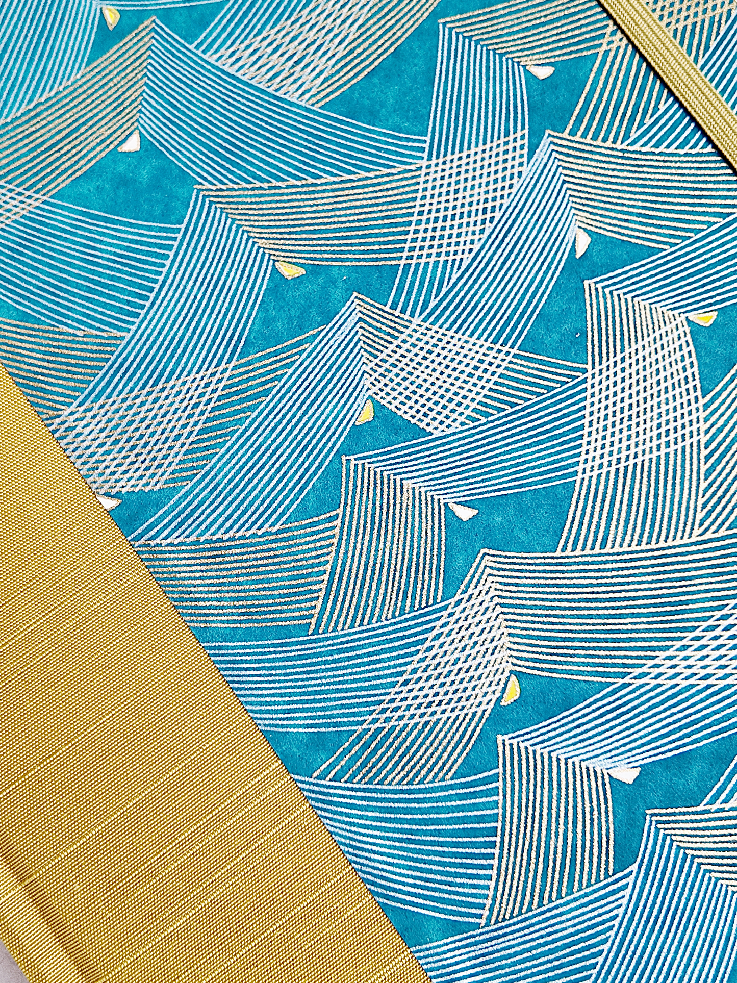 B5 192-page Hardcover Journal finished in Blue and Gold Chiyogami Paper and Yellow Gold Japanese Book Cloth