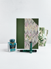 A5 160-page Hardcover Journal finished in Olive Verona book cloth and Renato Crepaldi hand marbled paper