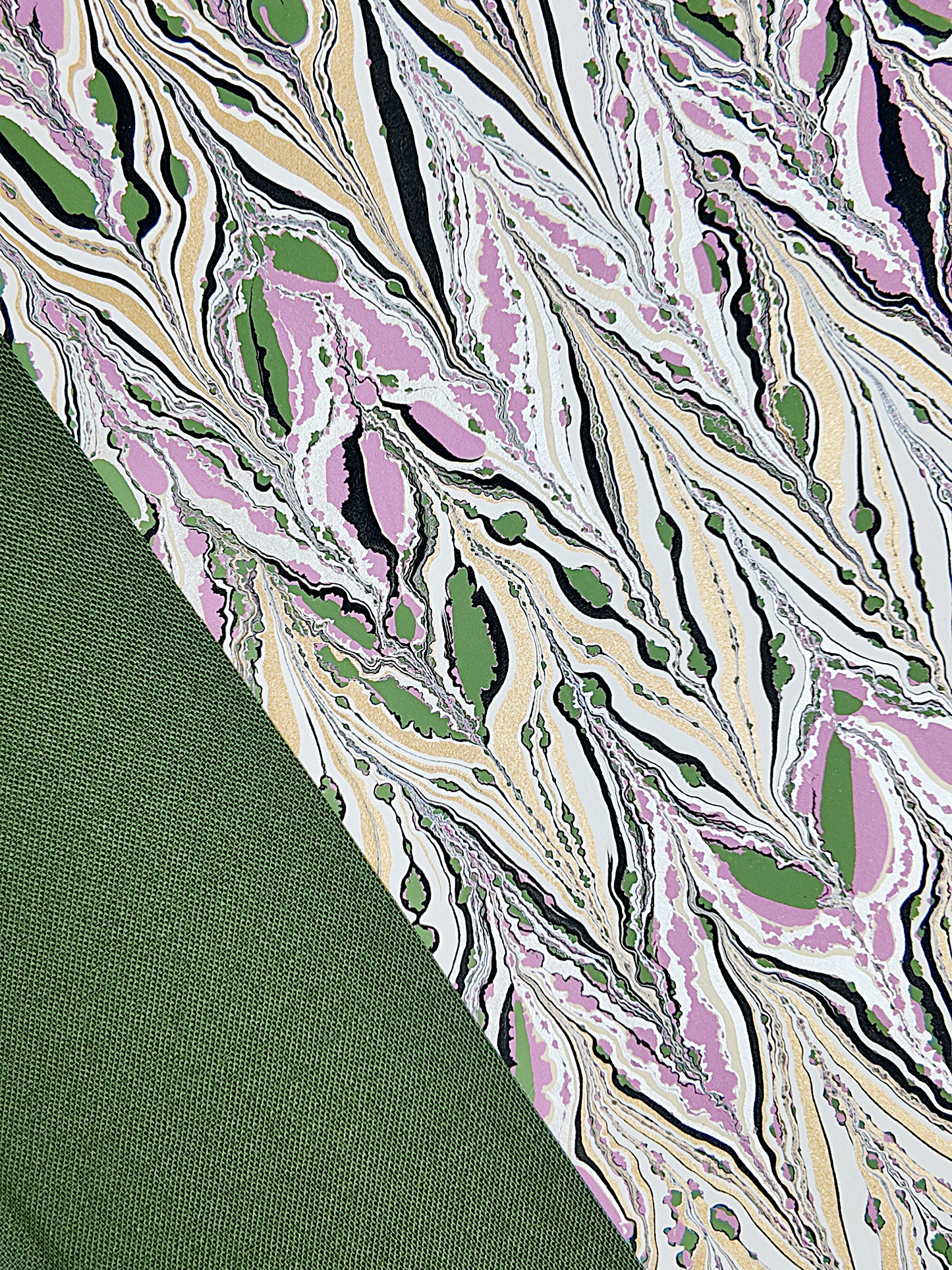 NEW B5 192-page Hardcover Journal finished in Olive Verona book cloth and Renato Crepaldi hand marbled paper
