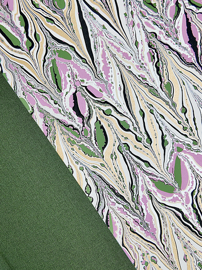 NEW B5 192-page Hardcover Journal finished in Olive Verona book cloth and Renato Crepaldi hand marbled paper