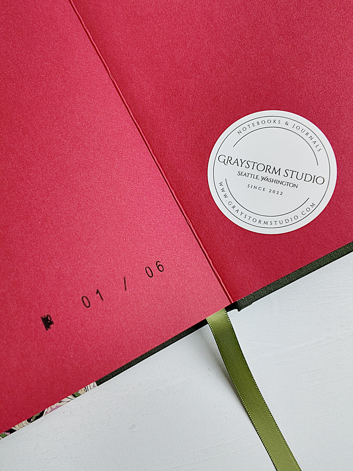 NEW B5 192-page Hardcover Journal finished in Olive Verona book cloth and Renato Crepaldi hand marbled paper