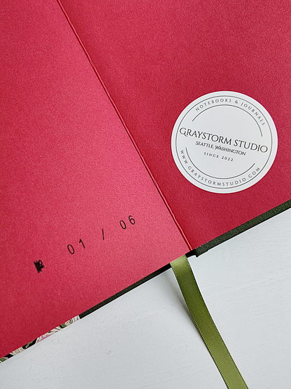 NEW B5 192-page Hardcover Journal finished in Olive Verona book cloth and Renato Crepaldi hand marbled paper