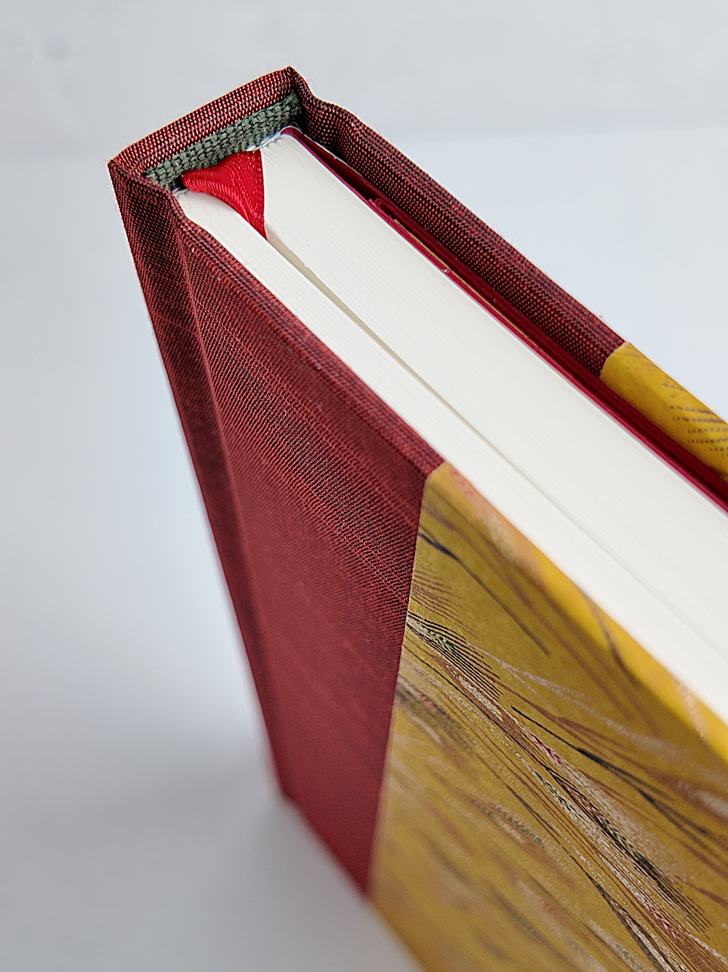 NEW B5 192-page Hardcover Journal finished in Blood Red Japanese book cloth and Golden Cornfields Chiyogami Paper