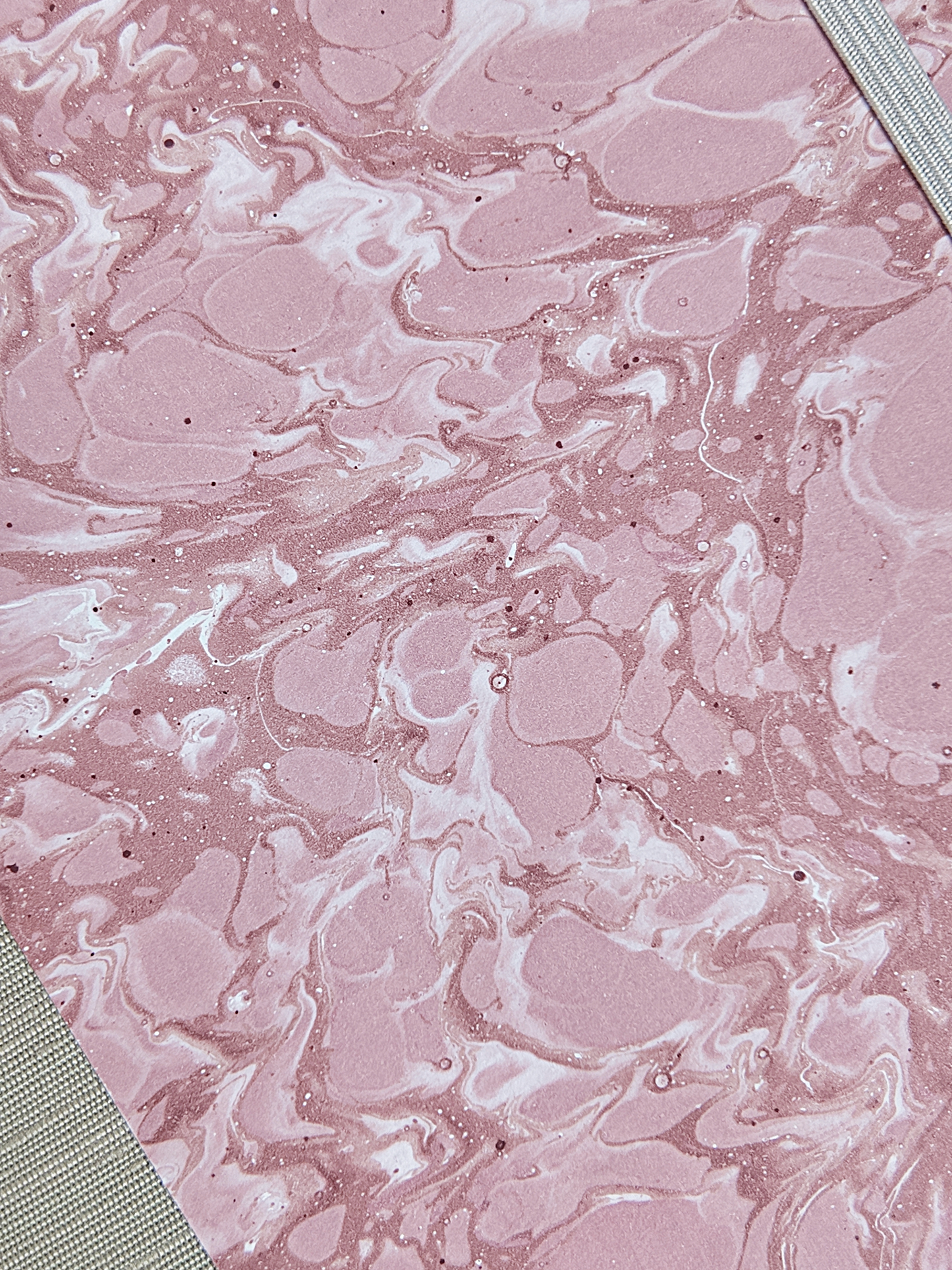 NEW B5 192-page Hardcover Journal finished in platinum Japanese book cloth and pink French marble paper