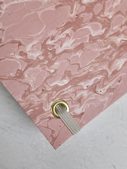 NEW B5 192-page Hardcover Journal finished in platinum Japanese book cloth and pink French marble paper
