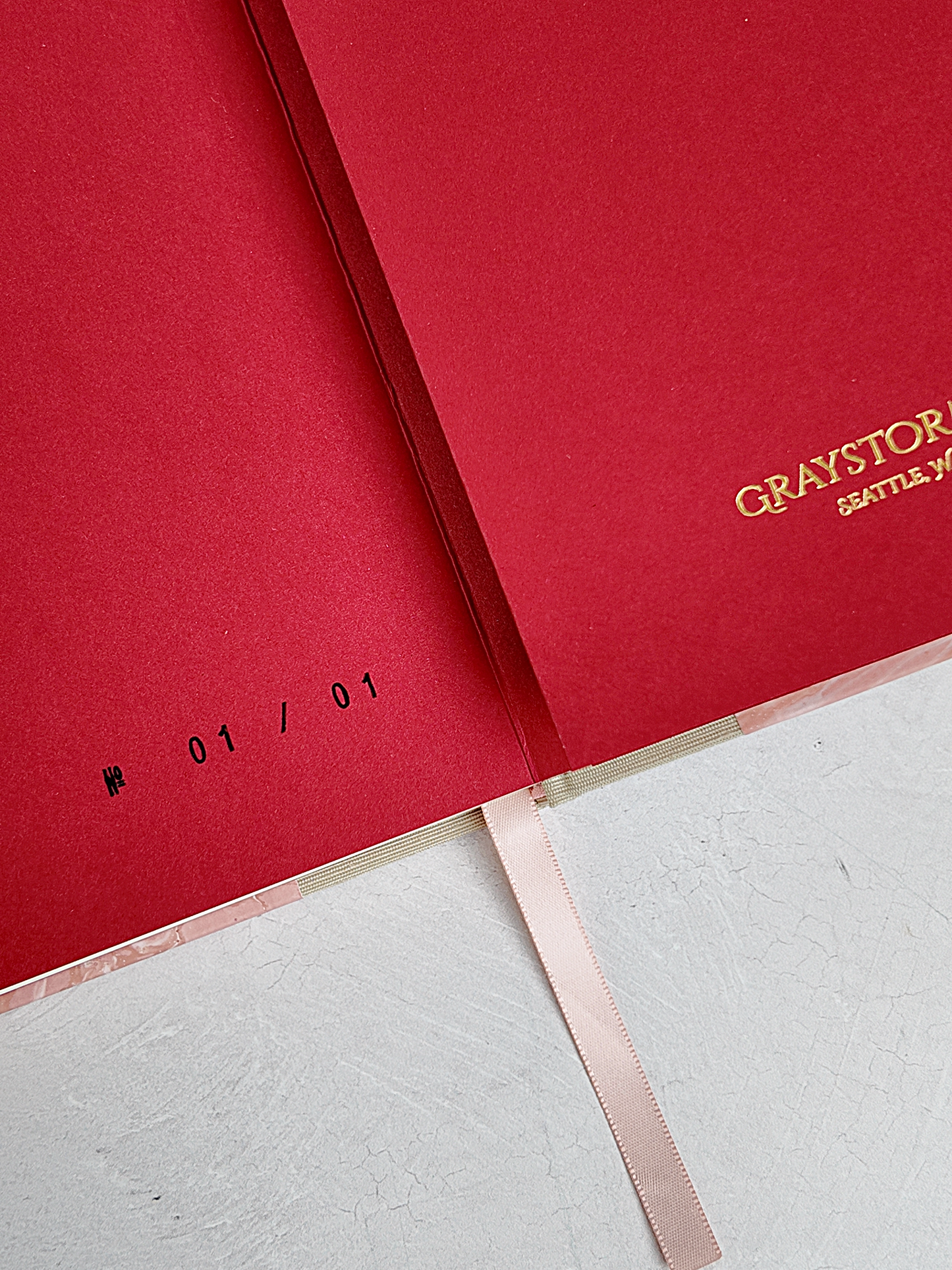 NEW B5 192-page Hardcover Journal finished in platinum Japanese book cloth and pink French marble paper