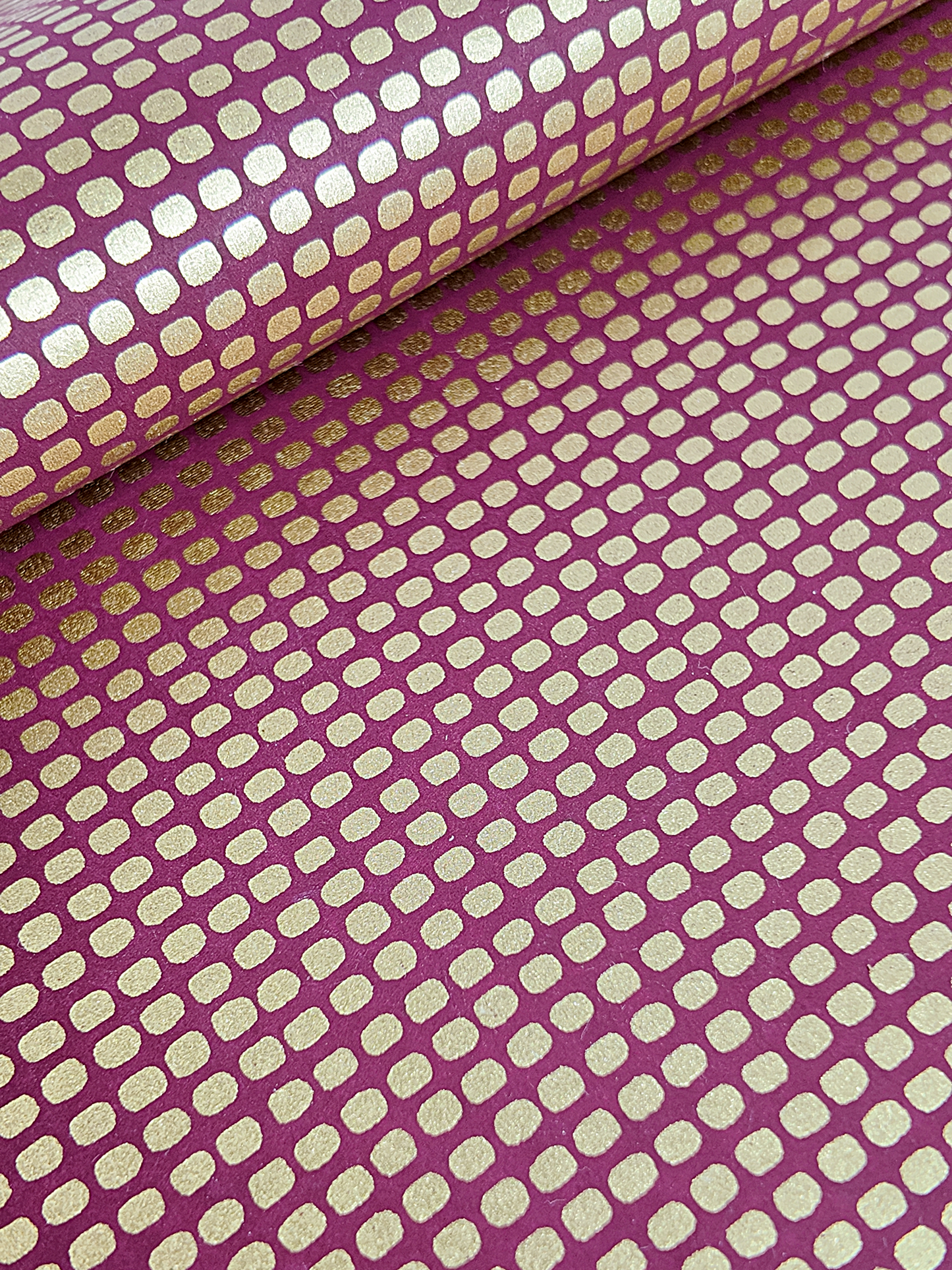 TEST Handprinted Japanese Chiyogami Paper - Maroon with Gold Geometric Dots