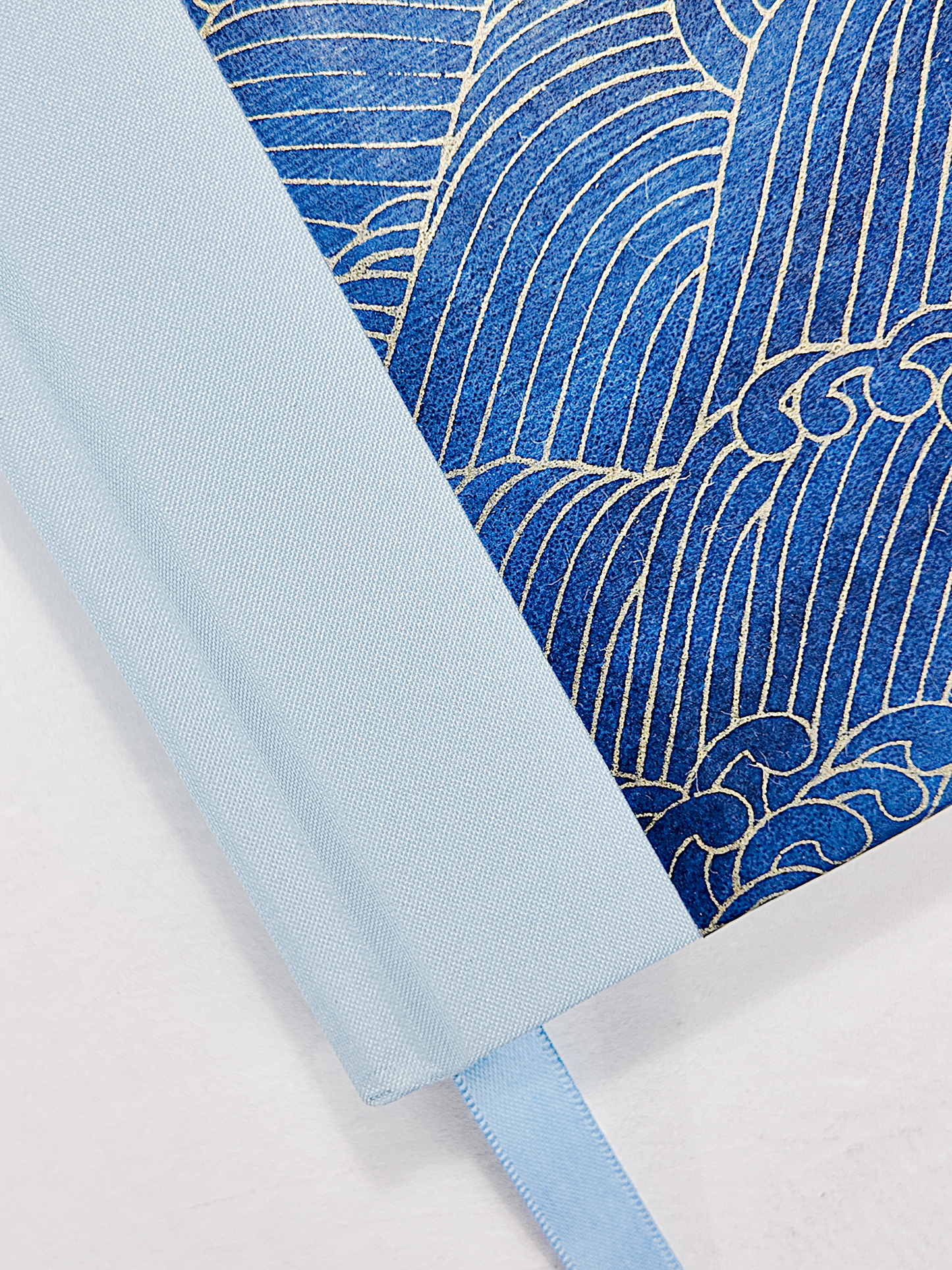 NEW A5 128-page Hardcover Notebook - Golden Waves on Blue Chiyogami Paper